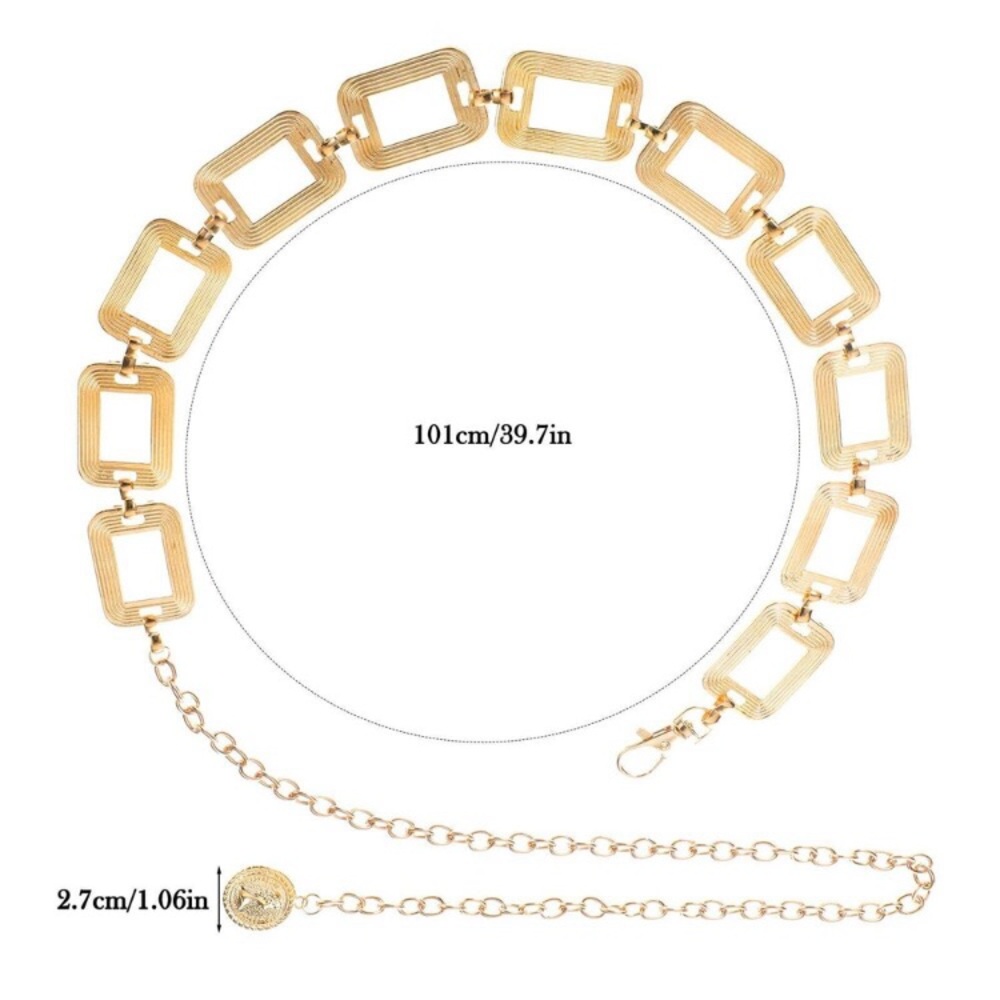 New Gold Metal Chain Belt, Waist Chains For Women Ladies Fashion Chunky - Picture 2 of 4